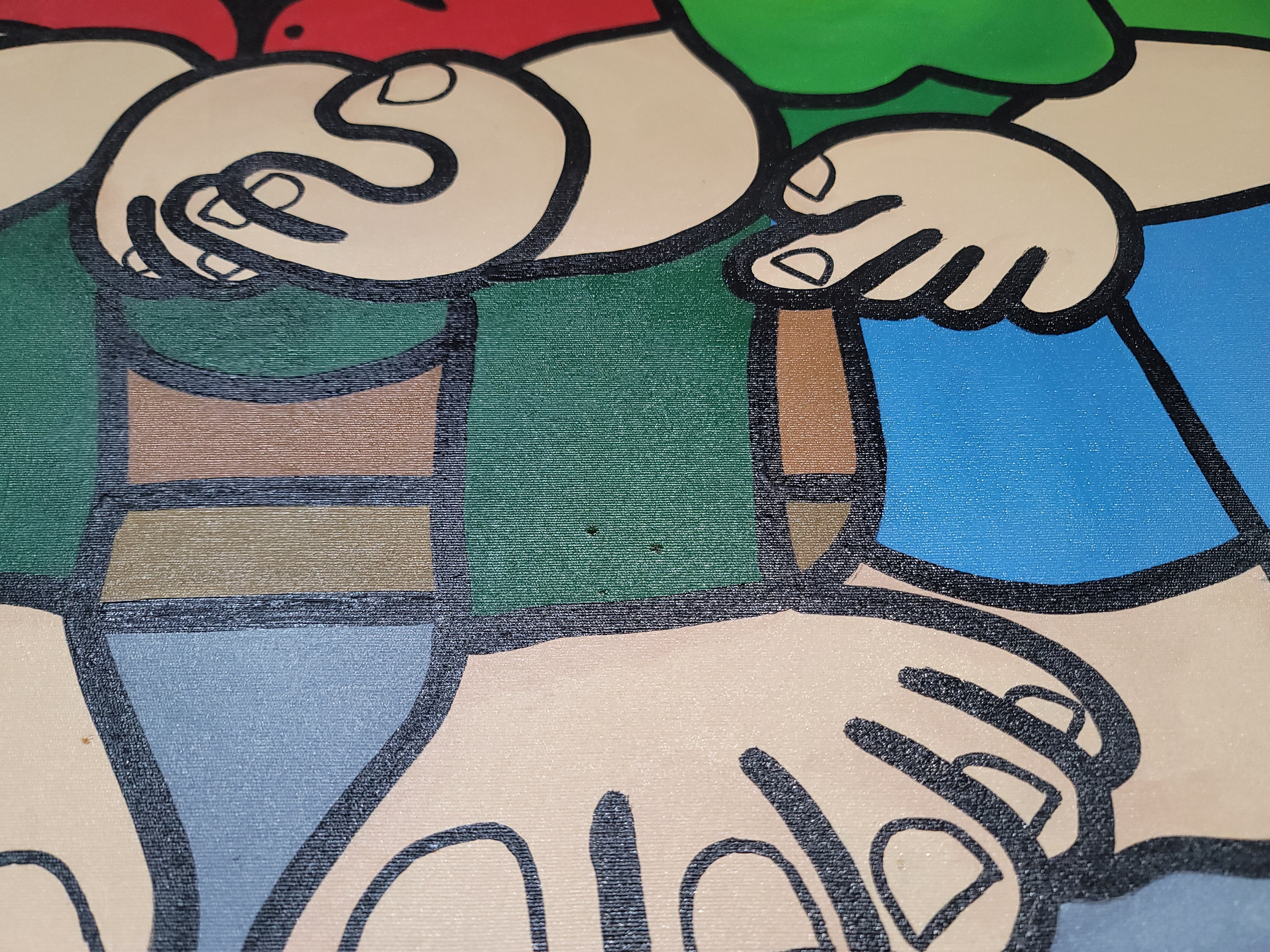 New Walmiru Original Faceless Painting on Canvas - Farmers 36" x 60"