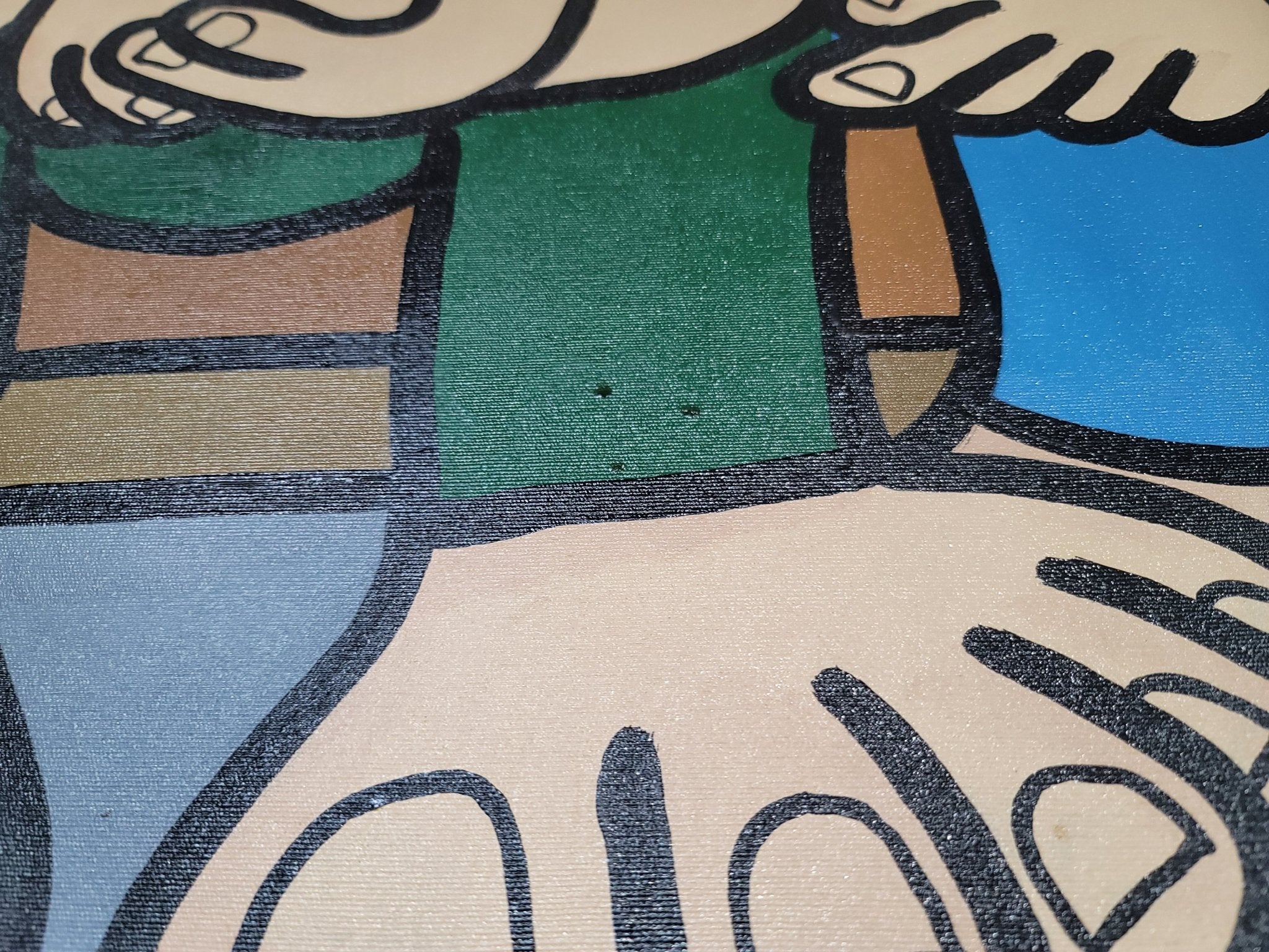 New Walmiru Original Faceless Painting on Canvas - Farmers 36" x 60" - Falcon Restaurant Supply - 9