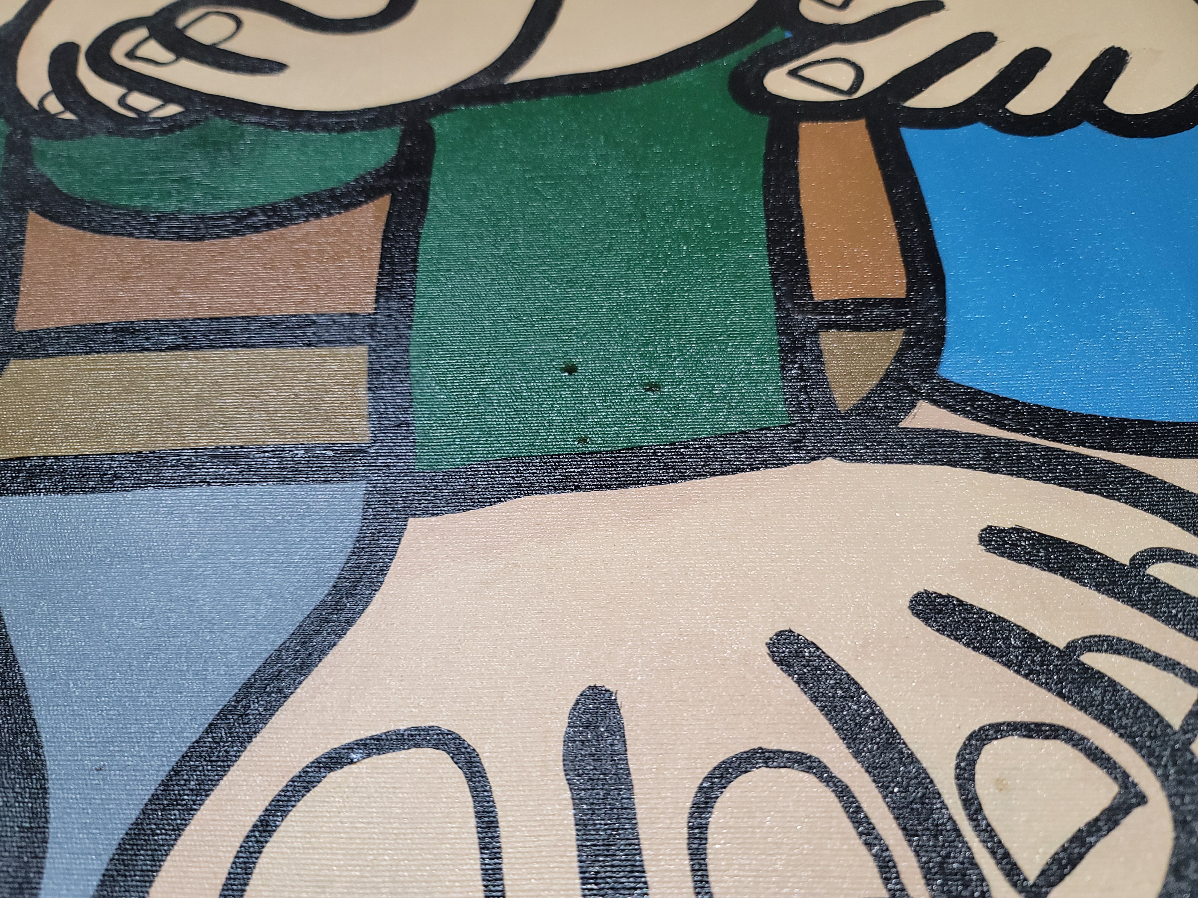 New Walmiru Original Faceless Painting on Canvas - Farmers 36" x 60"