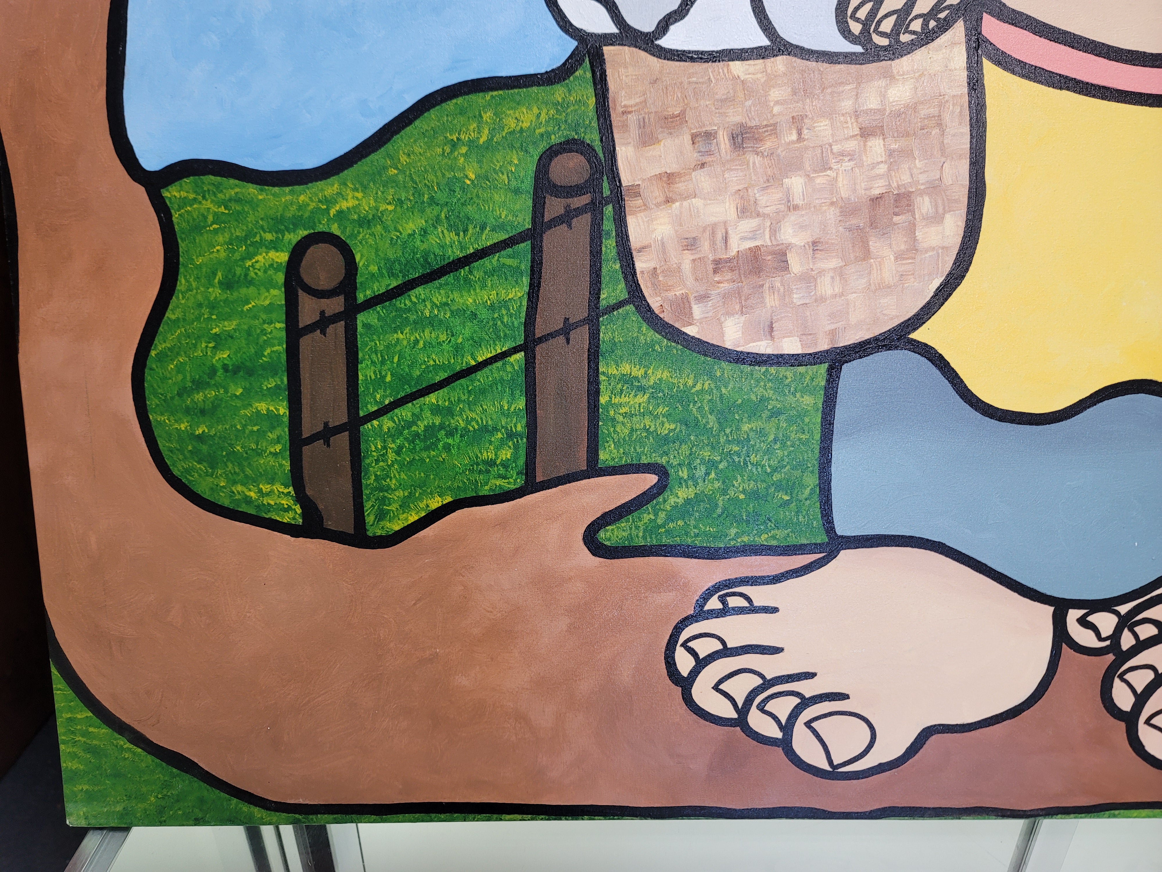 New Walmiru Original Faceless Painting on Canvas - Farmers 36" x 60"