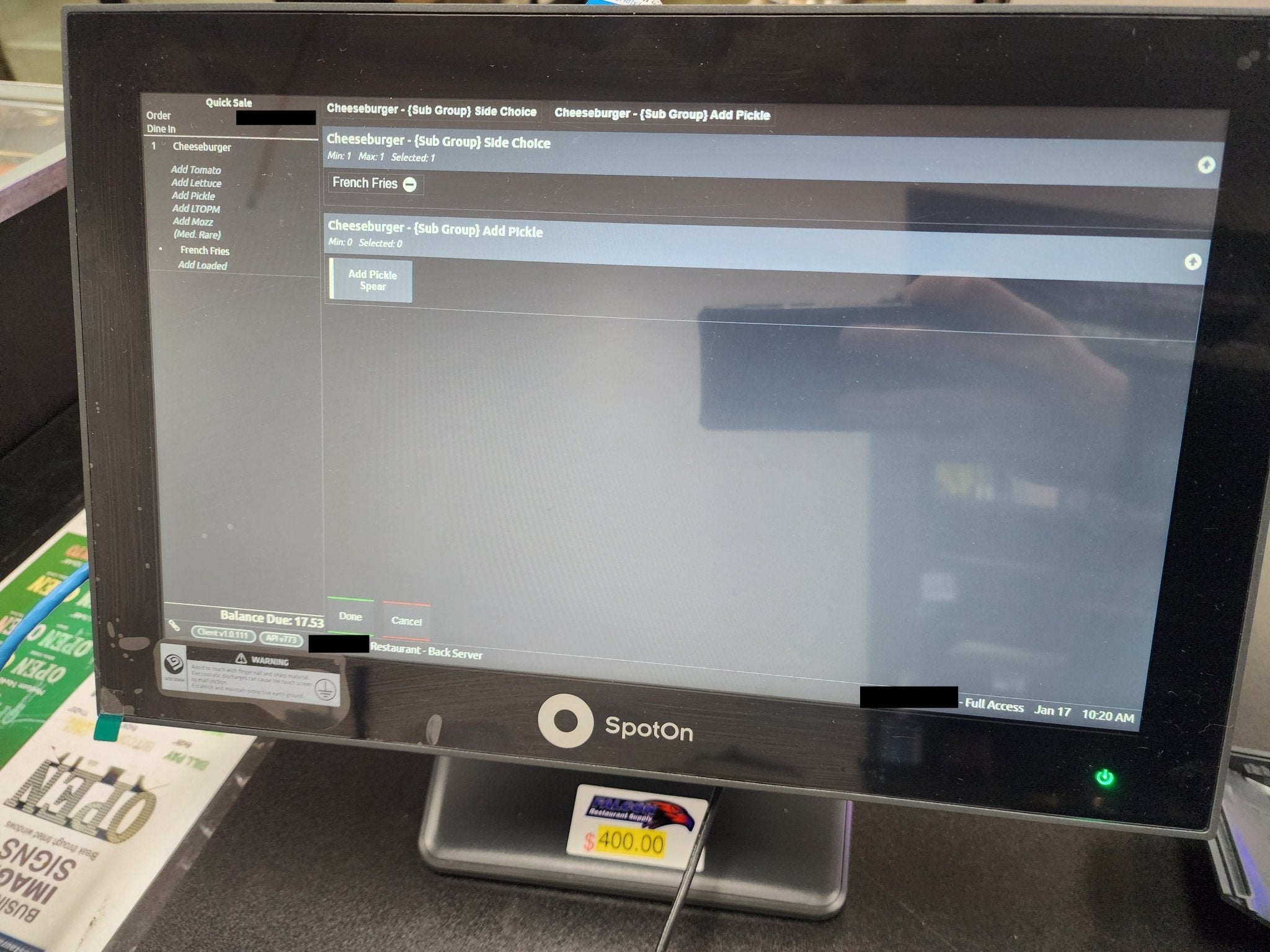 Used SpotOn Apexa GW POS - Falcon Restaurant Supply - 12