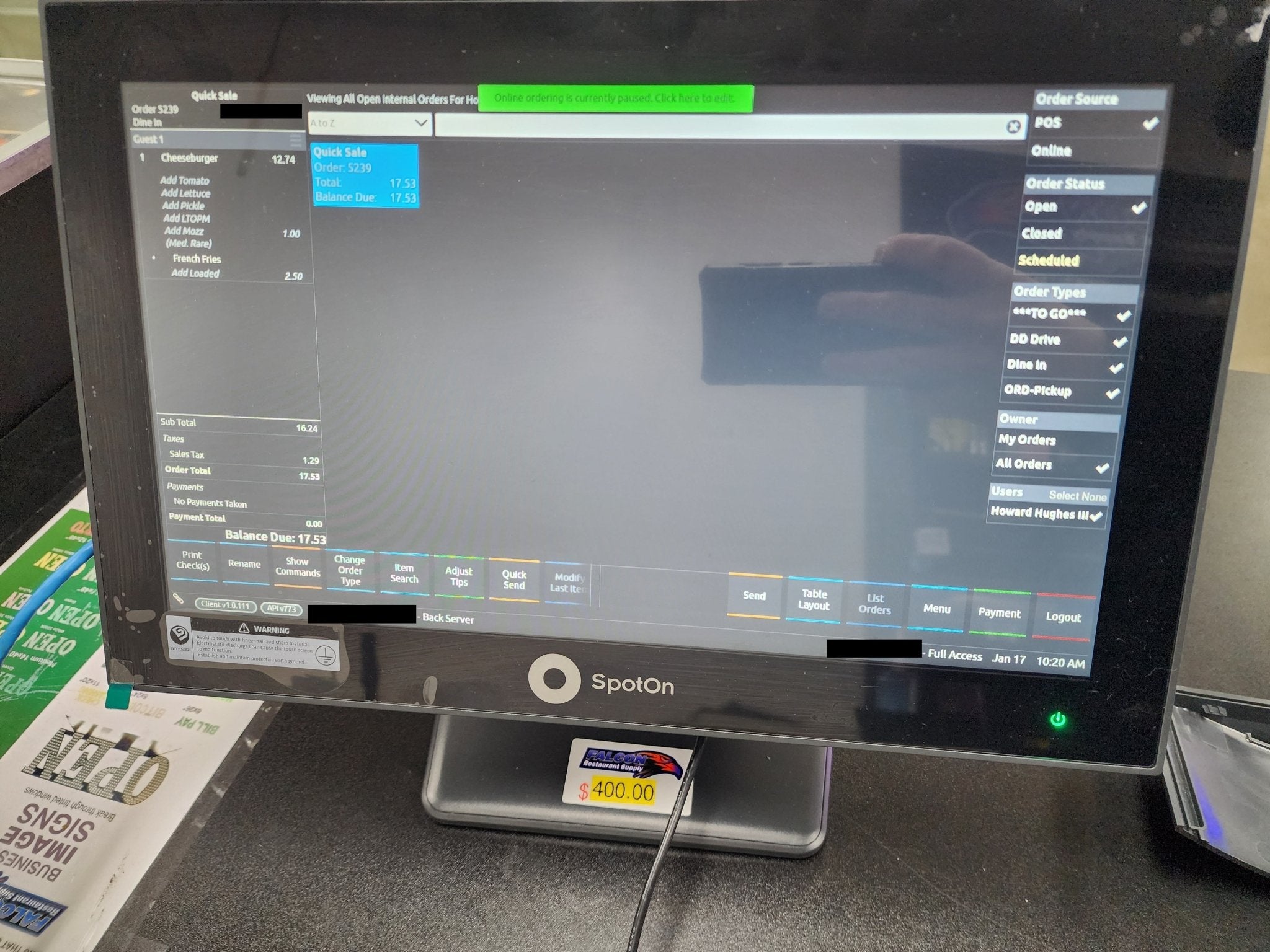 Used SpotOn Apexa GW POS