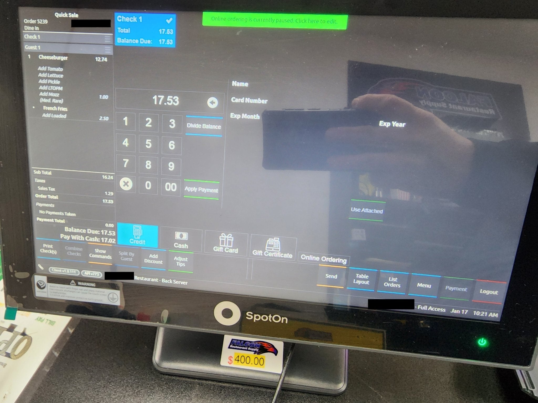 Used SpotOn Apexa GW POS - Falcon Restaurant Supply - 11