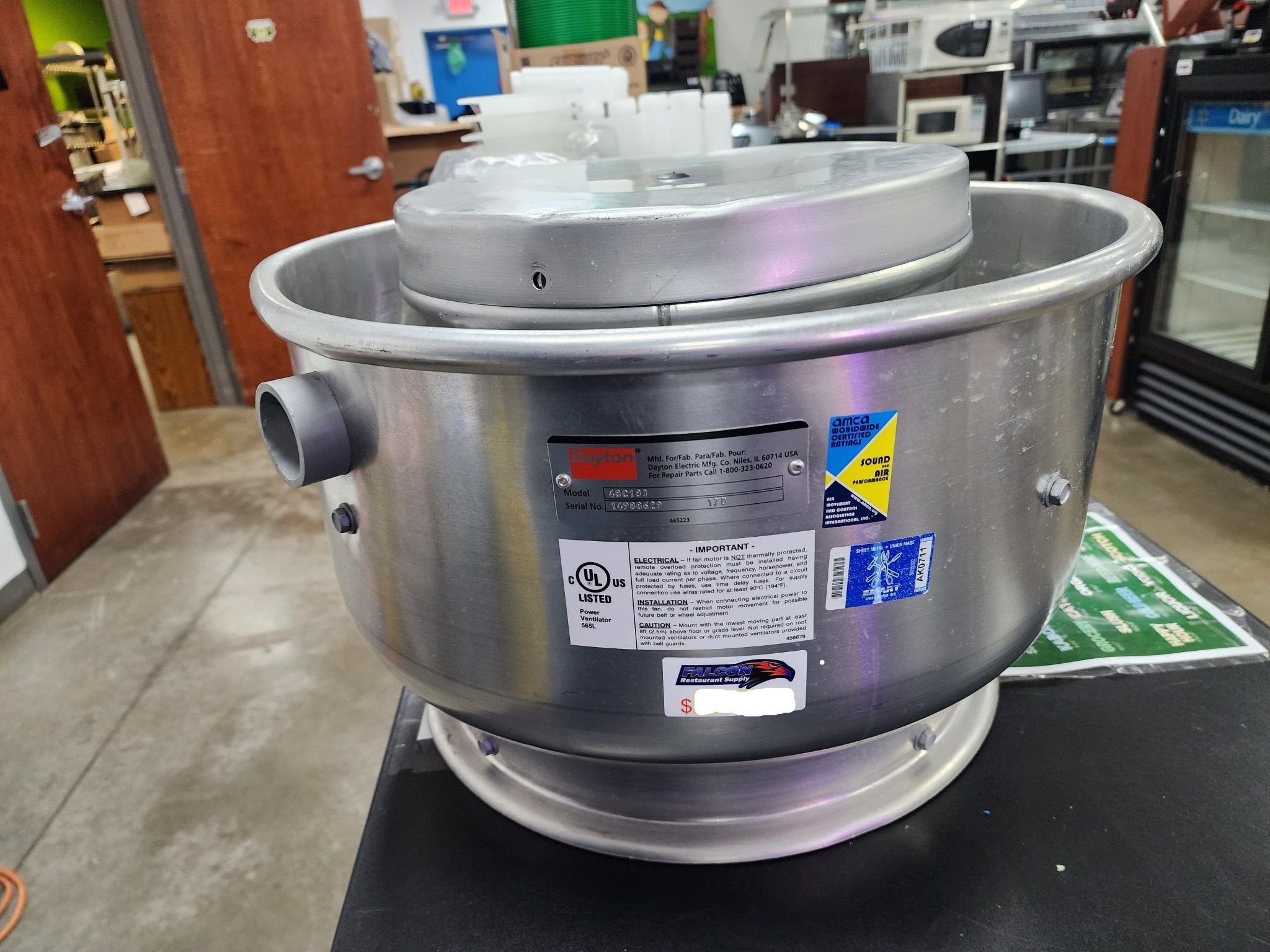 New DAYTON Upblast Ventilator with Motor Dayton 48C183 Exhaust Fan - Falcon Restaurant Supply - 1