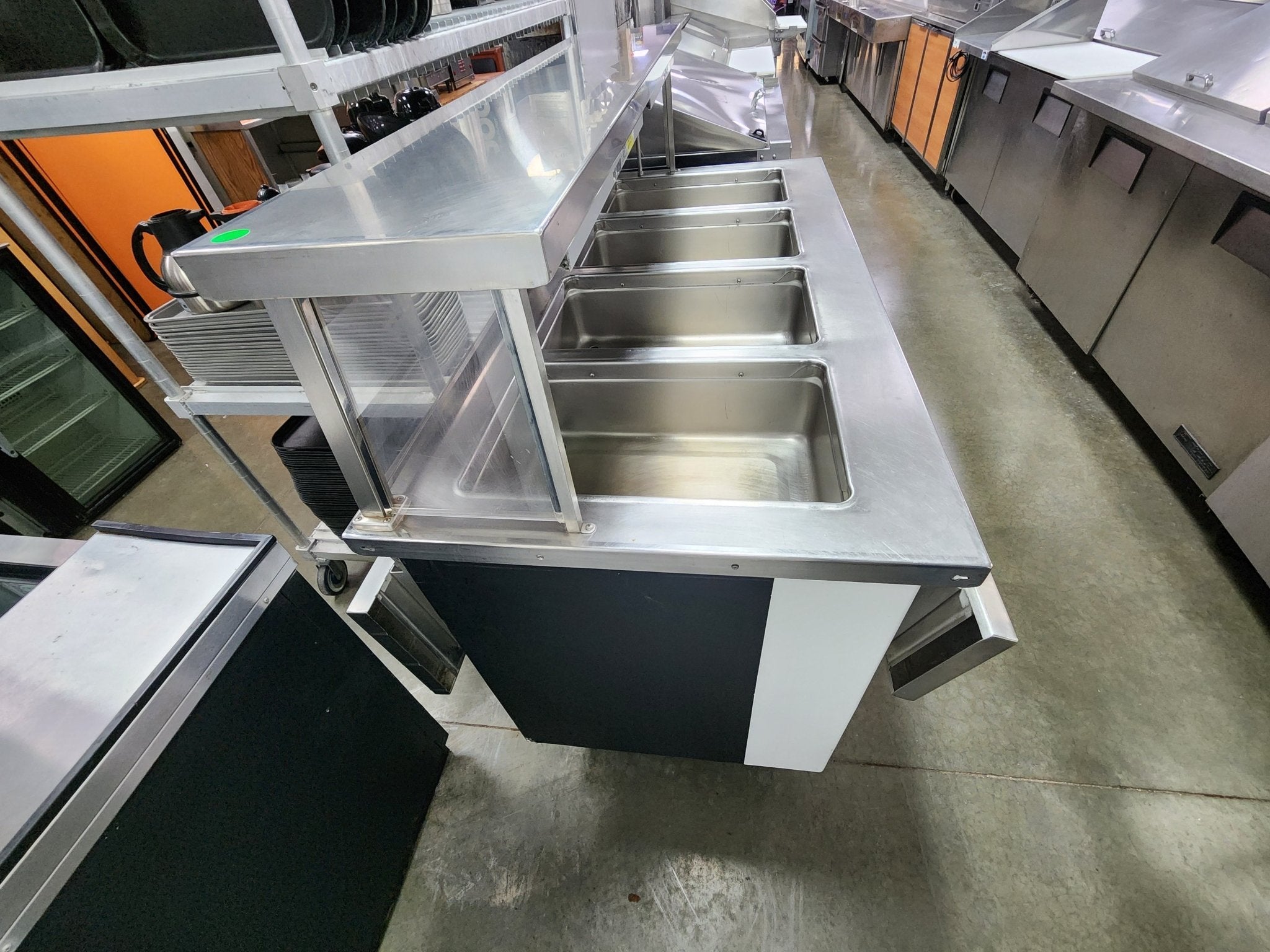 Used Colorpoint 5E4 - CPA - 4 Open Well Steam Table with folding service shelves on each side - Falcon Restaurant Supply - 6