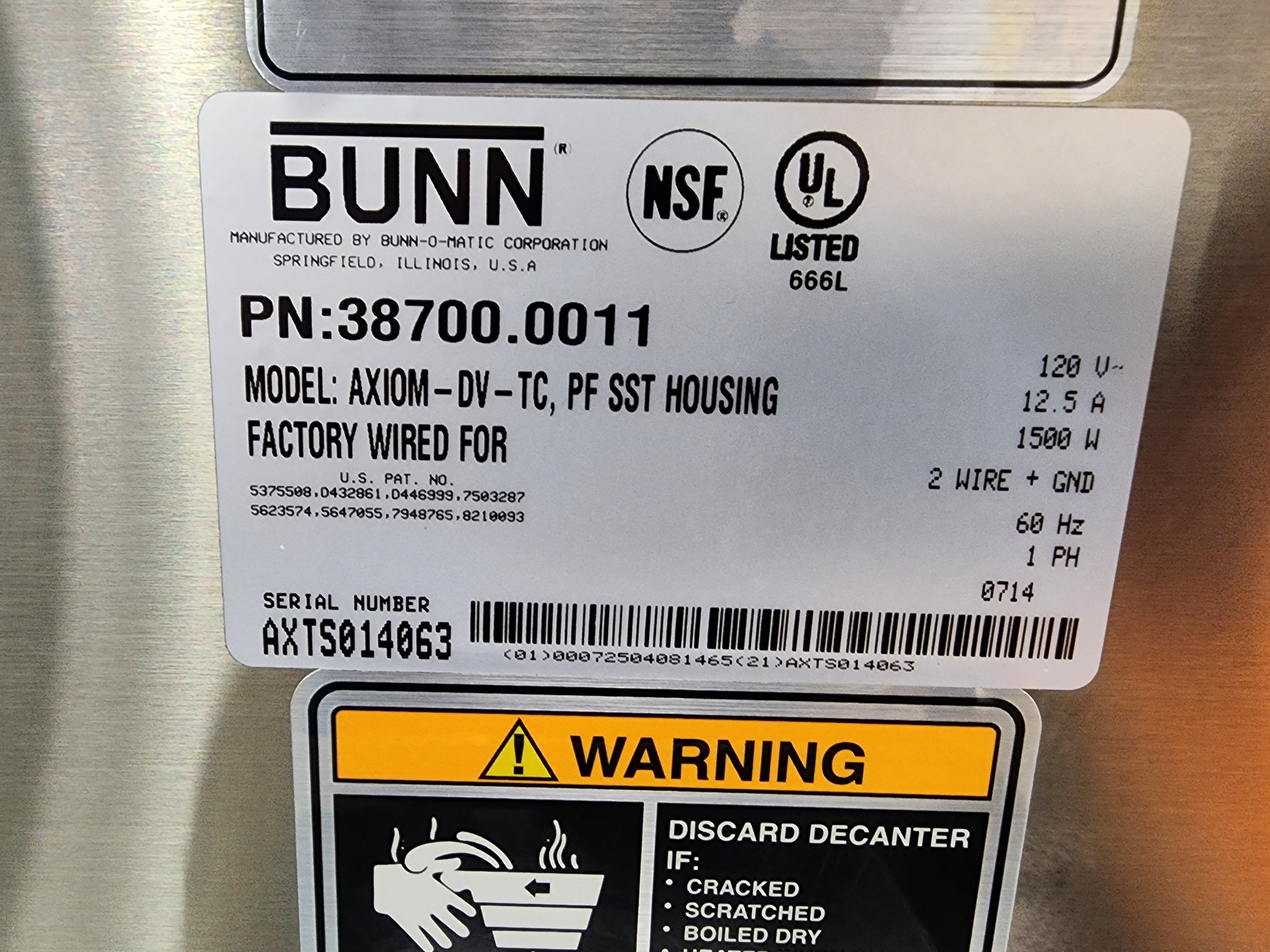 Bunn Axiom-DV-TC Medium Volume Thermal Coffee Maker - Automatic, 7