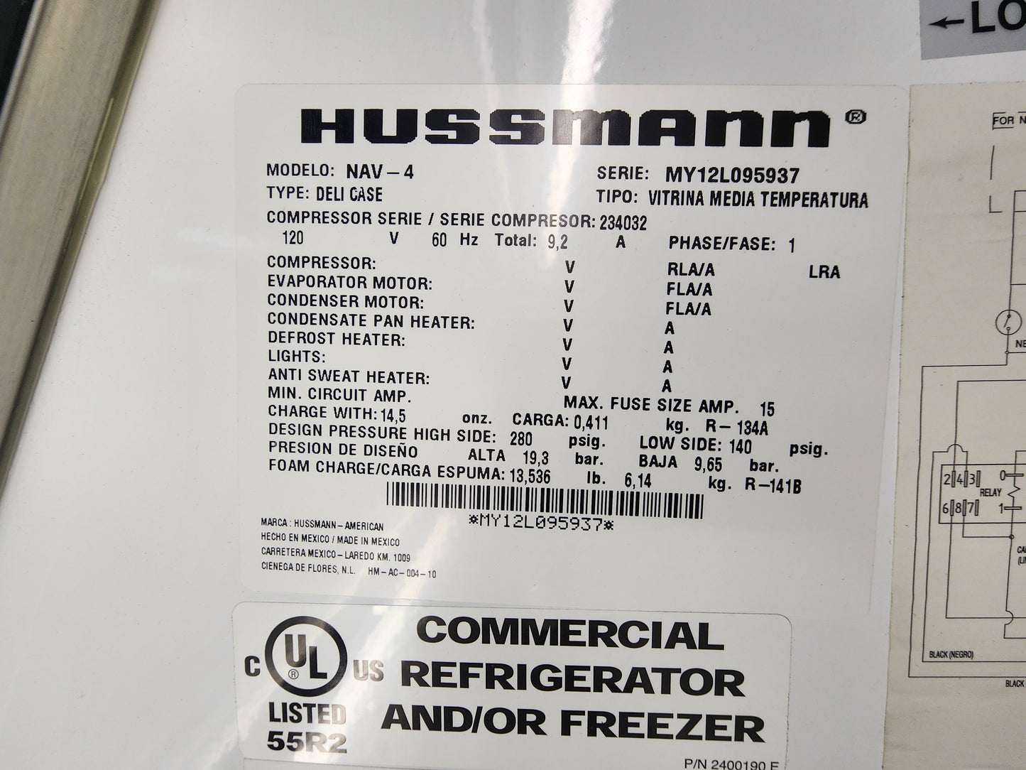 Used Hussmann NAV-4 - High Volume Service Deli Merchandiser, Curved Glass