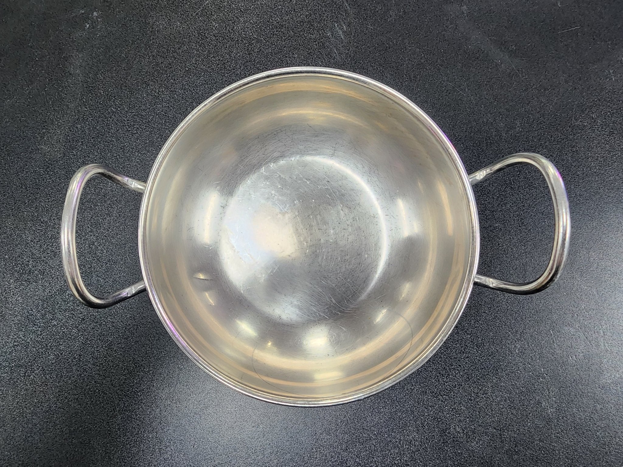 Used Small Stainless Steel Fry Pan w/Two handles 6 3/4" - Falcon Restaurant Supply - 2