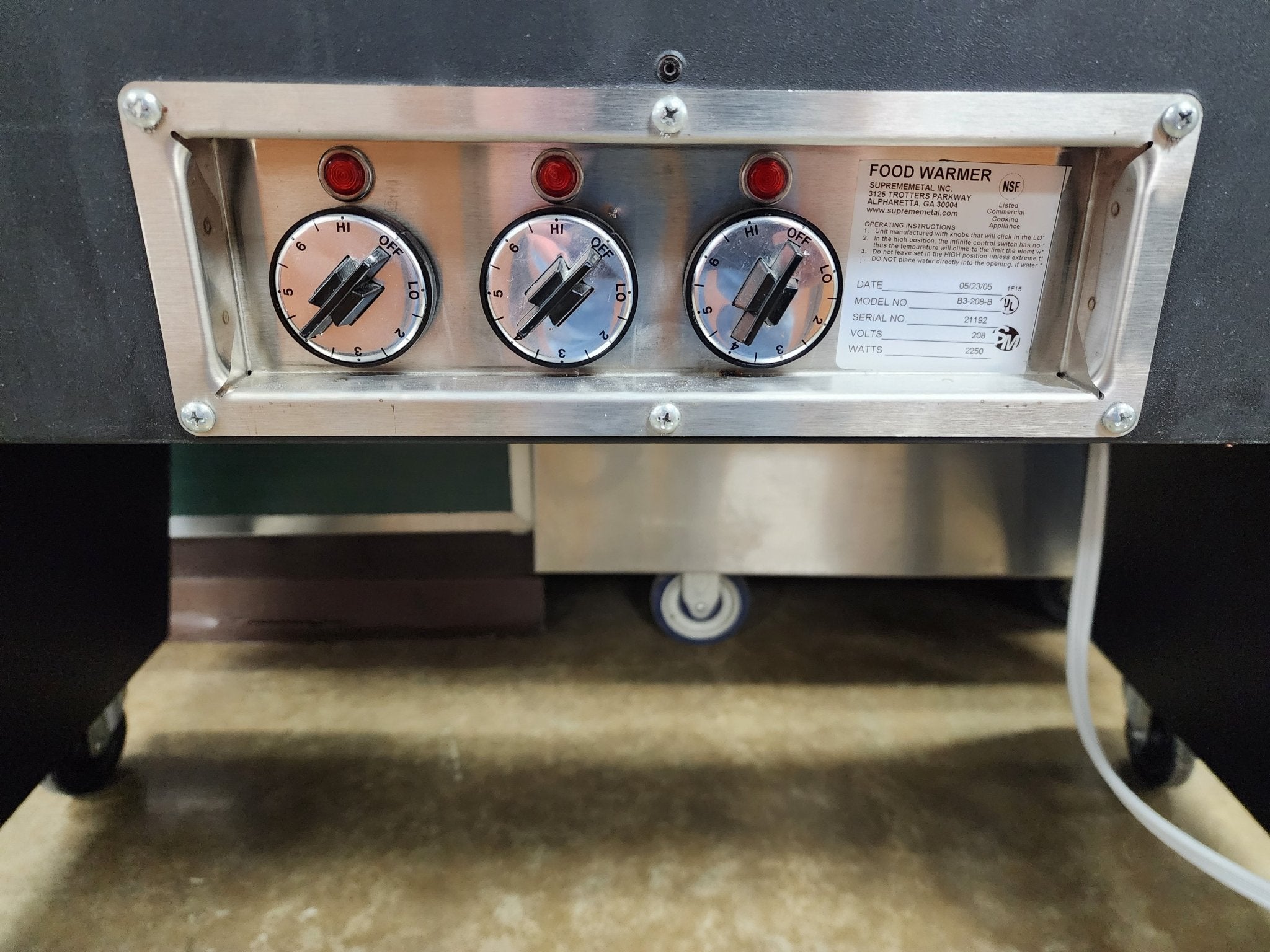 Used SuperMetal 3 Pan Open Well Heated Buffet Hot Food Steam Table with Open Base 208V - Falcon Restaurant Supply - 3
