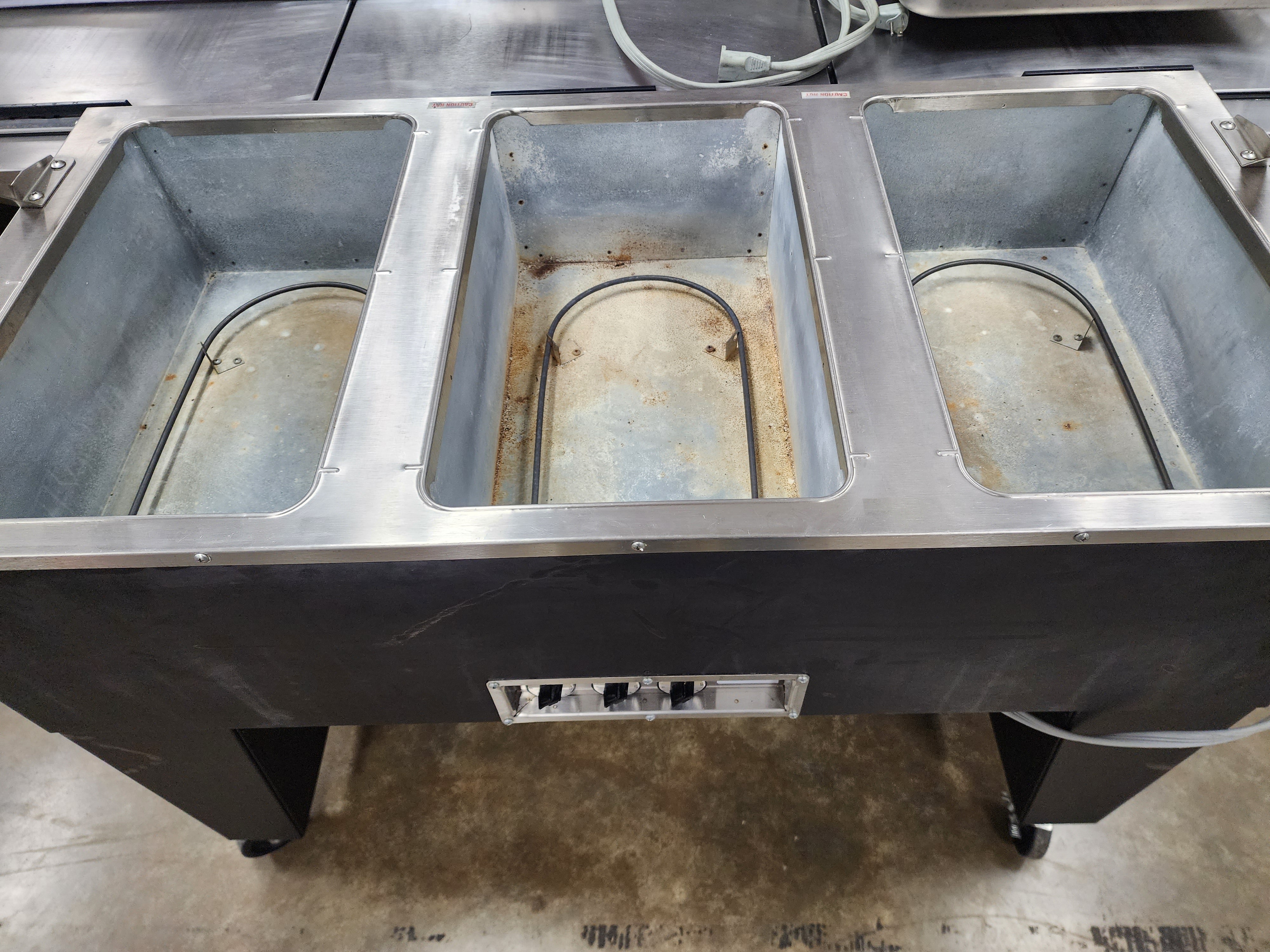 Used SuperMetal 3 Pan Open Well Heated Buffet Hot Food Steam Table with Open Base  208V