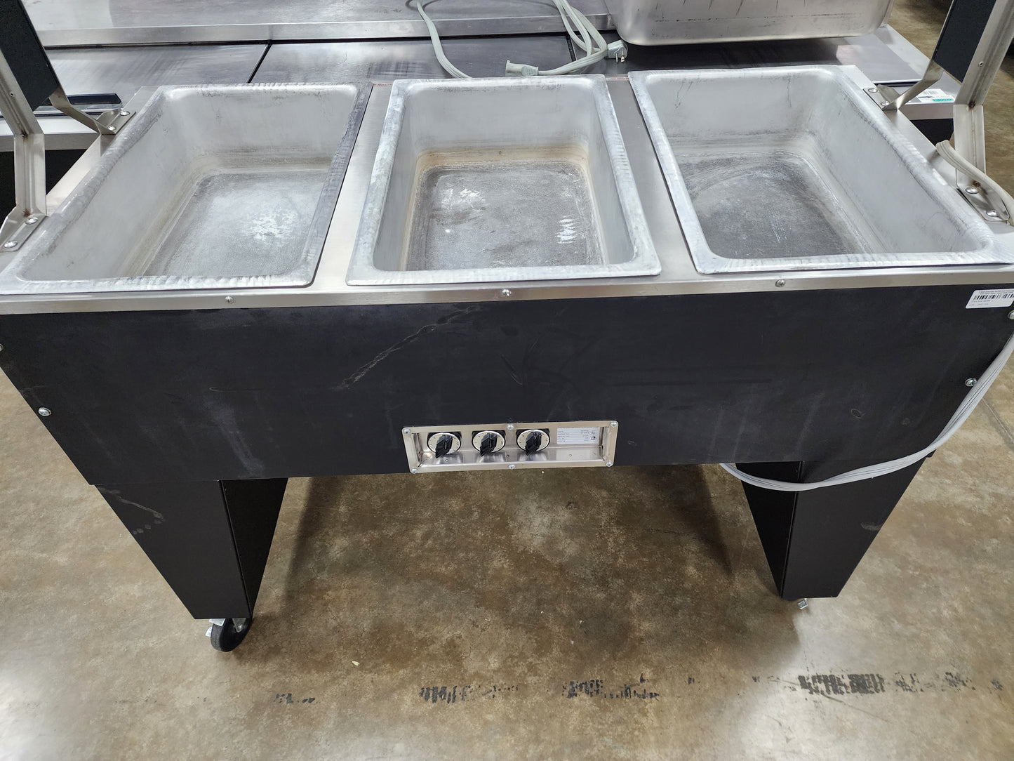 Used SuperMetal 3 Pan Open Well Heated Buffet Hot Food Steam Table with Open Base  208V