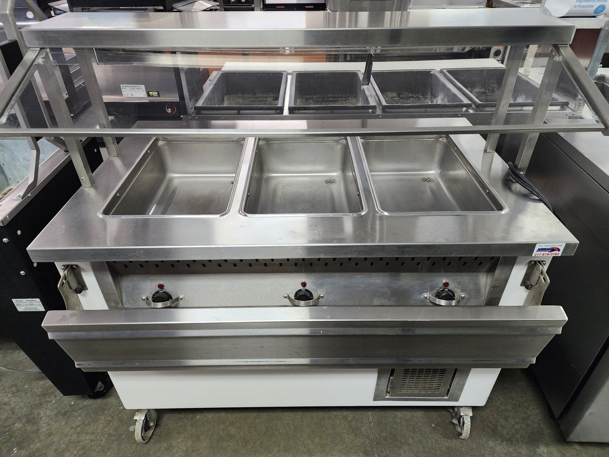 Used Colorpoint 3 Open Well Steam Table 3 Wire 240v - Falcon Restaurant Supply - 1