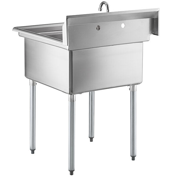 New Steelton 30" 18-Gauge Stainless Steel One Compartment Commercial Sink with Faucet - 24" x 24" x 12" Bowl
