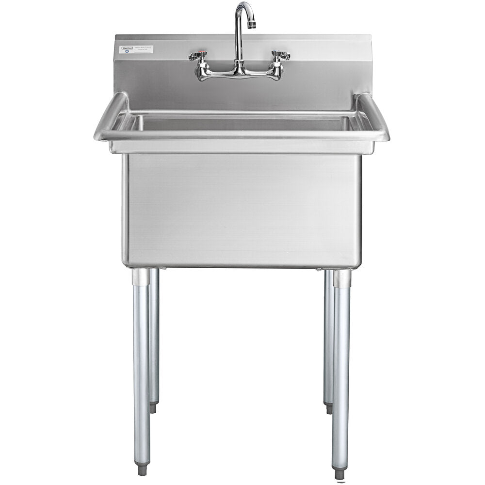 New Steelton 30" 18-Gauge Stainless Steel One Compartment Commercial Sink with Faucet - 24" x 24" x 12" Bowl