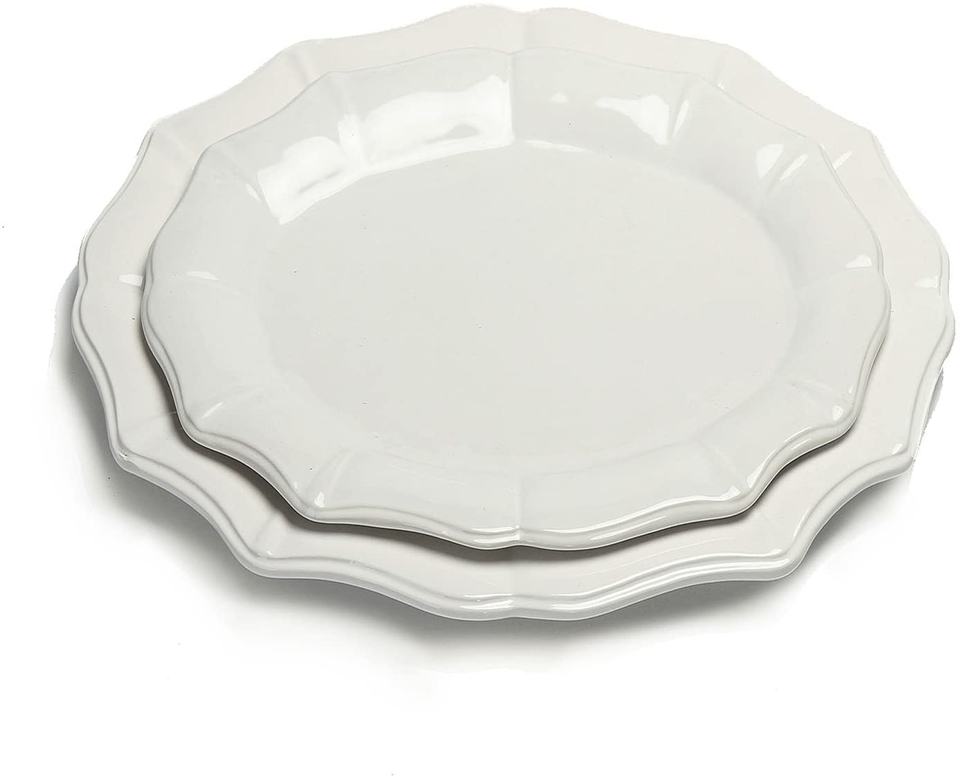 Used Member's Mark 2 pc. Platter Set - White Ceramic Glazed 20.7" and 18" Platters C IP