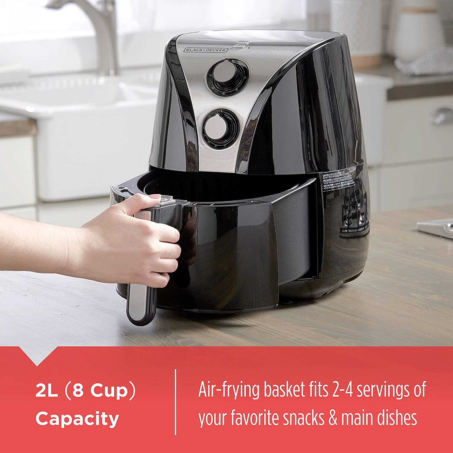 BLACK DECKER Purify 2 Liter Air Fryer Black Stainless Steel HF110SBD C IP