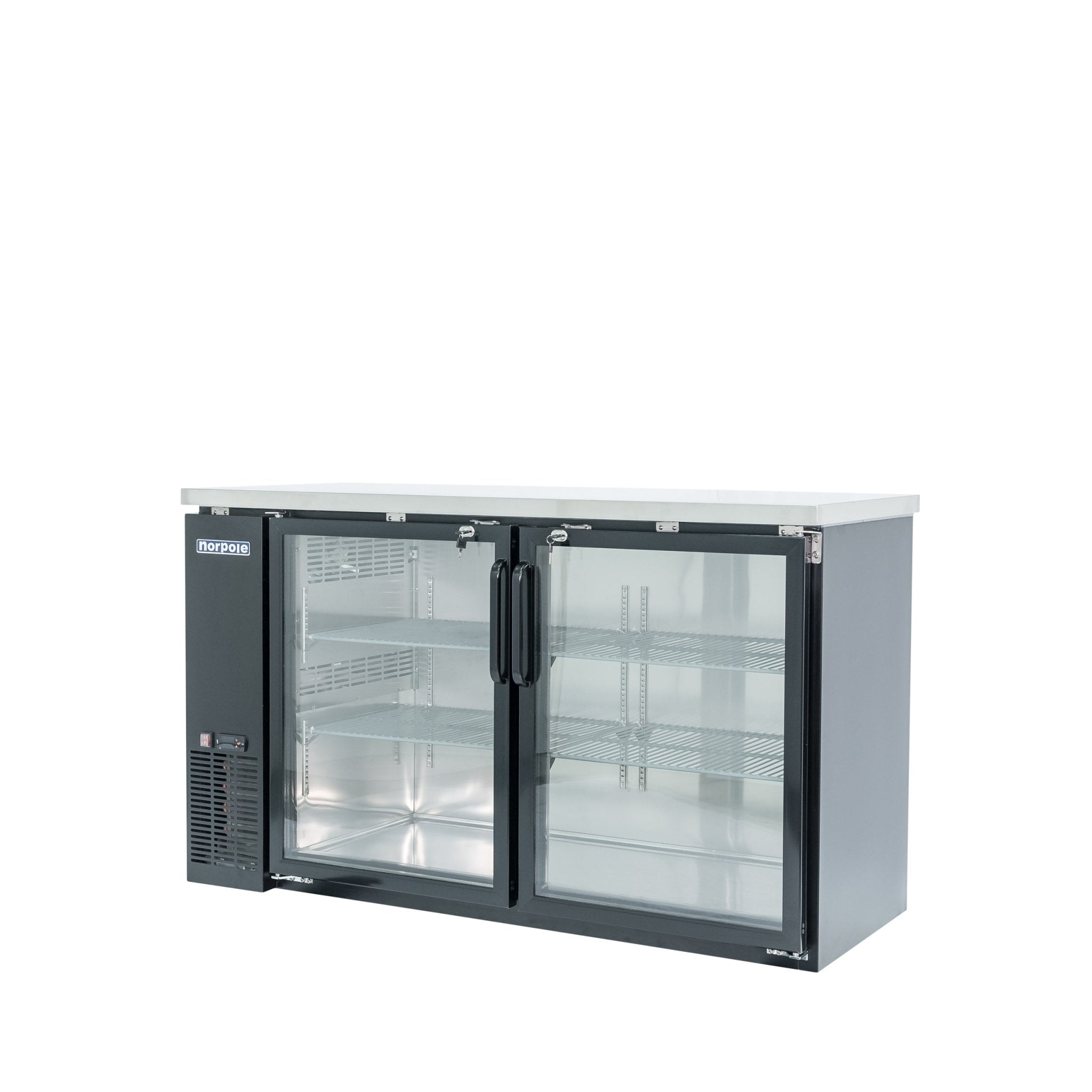 New Norpole NPGB - 60 2 Glass Door Under Bar Refrigerator Back Bar Cooler Merchandiser - Falcon Restaurant Supply - 1