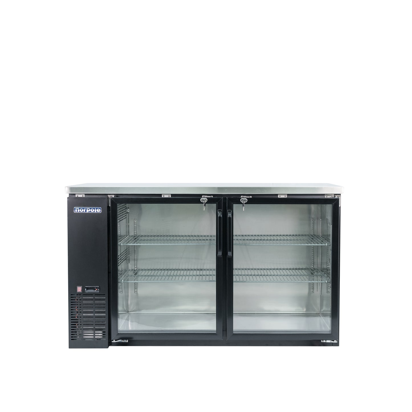 New Norpole NPGB-60 2 Glass Door Under Bar Refrigerator Back Bar Cooler Merchandiser