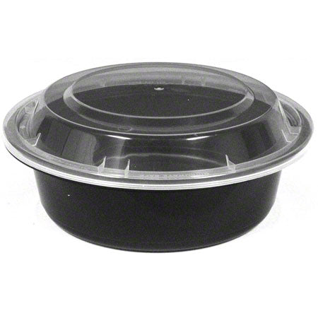 Tripak Round Microwaveable Container Combo Pack - 6", Black - 50pc sleeve C IP