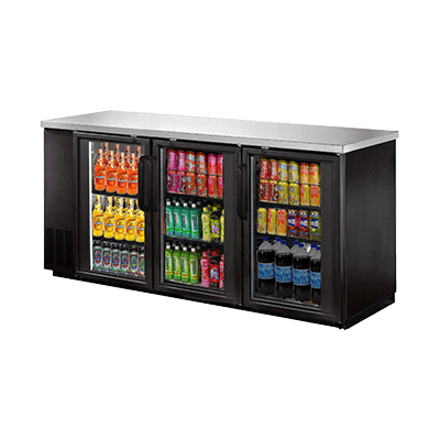 New Norpole NPGB - 72 - 72" - 20 cu. ft. 3 - Door "Swing" Under Bar Refrigerator in. Black - Falcon Restaurant Supply - 4