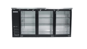 New Norpole NPGB - 72 - 72" - 20 cu. ft. 3 - Door "Swing" Under Bar Refrigerator in. Black - Falcon Restaurant Supply - 1